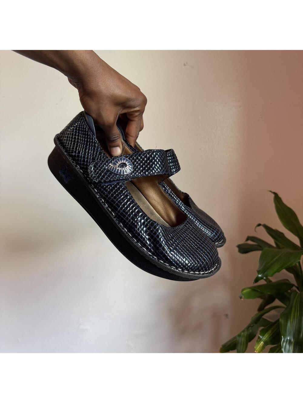 Alegria Paloma Navy Leather Mary Jane Clogs Shoes EU 39 W / US 8